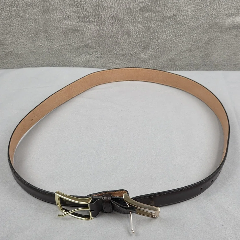 Martin Dingman Leather Belt 36 Smith Coachman Dress Brass‎ Double Buckle Brown